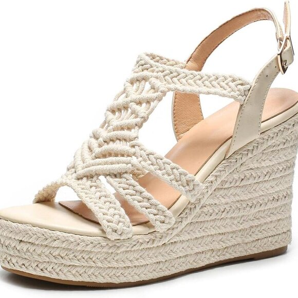 Women’s Wedge Sandals Leather Platform 4.3 Inches Heel For Casual Wear